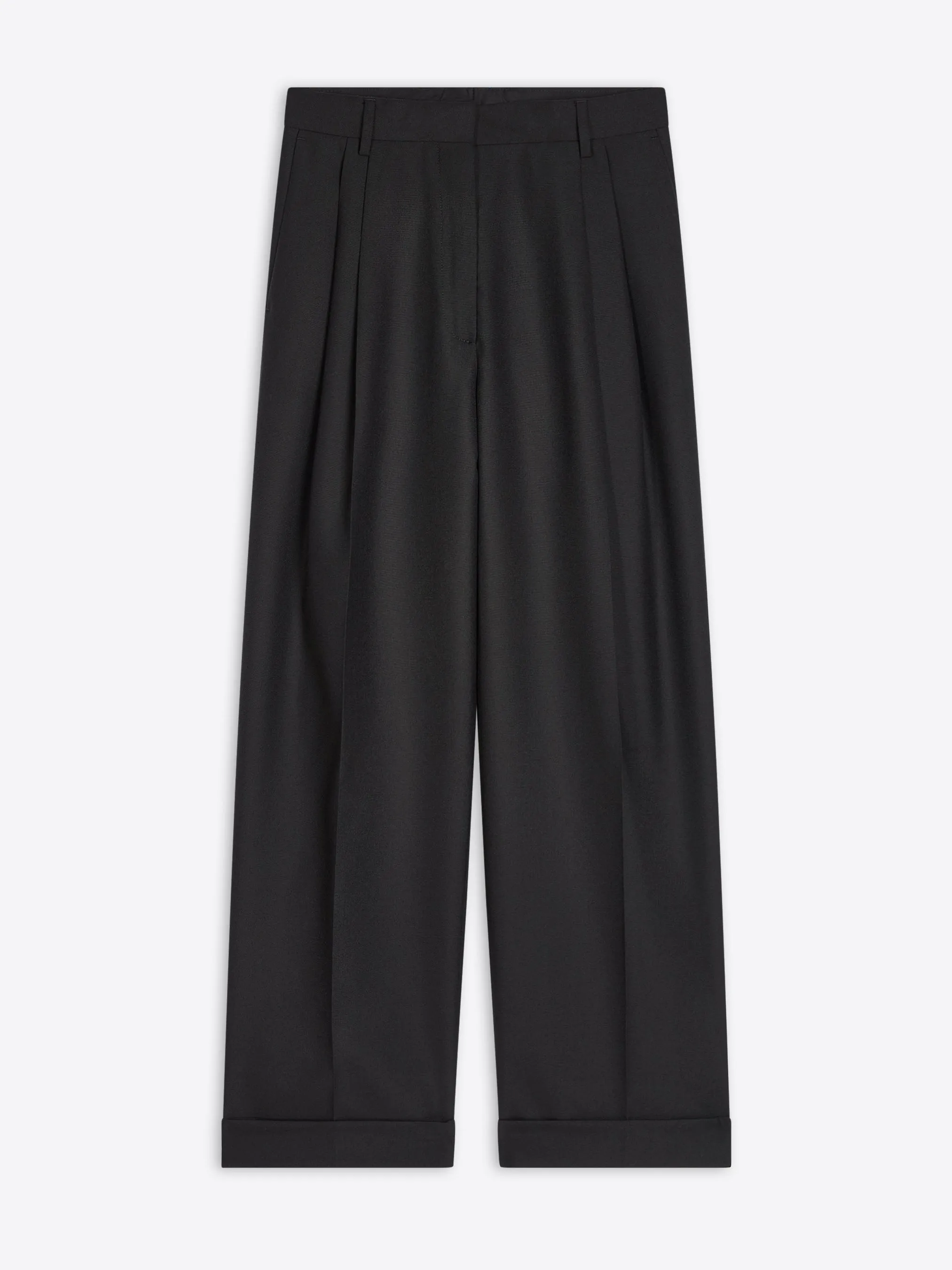 Pleated wool pants sold by Dries Van Noten