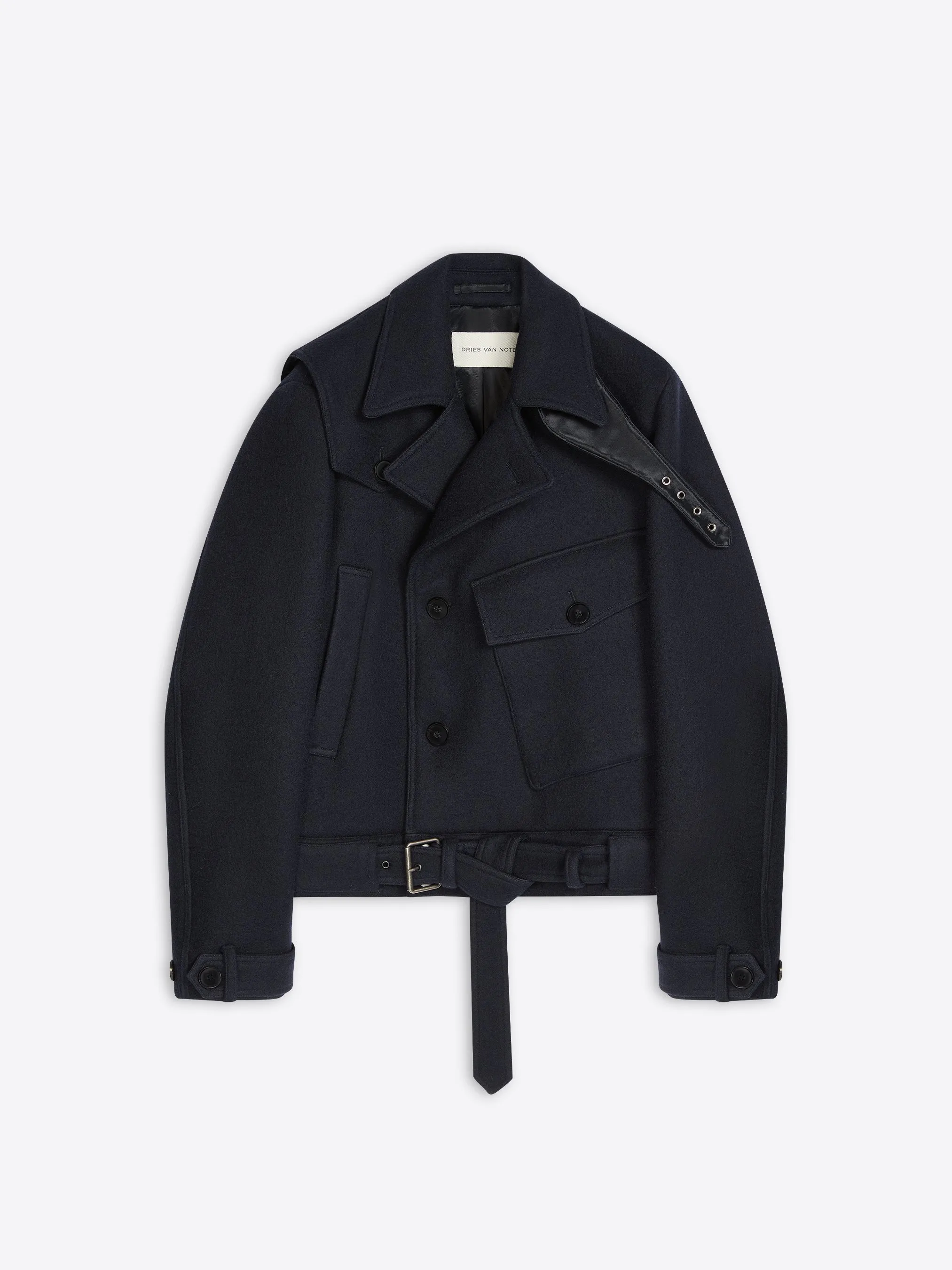 Short wool trench coat sold by Dries Van Noten