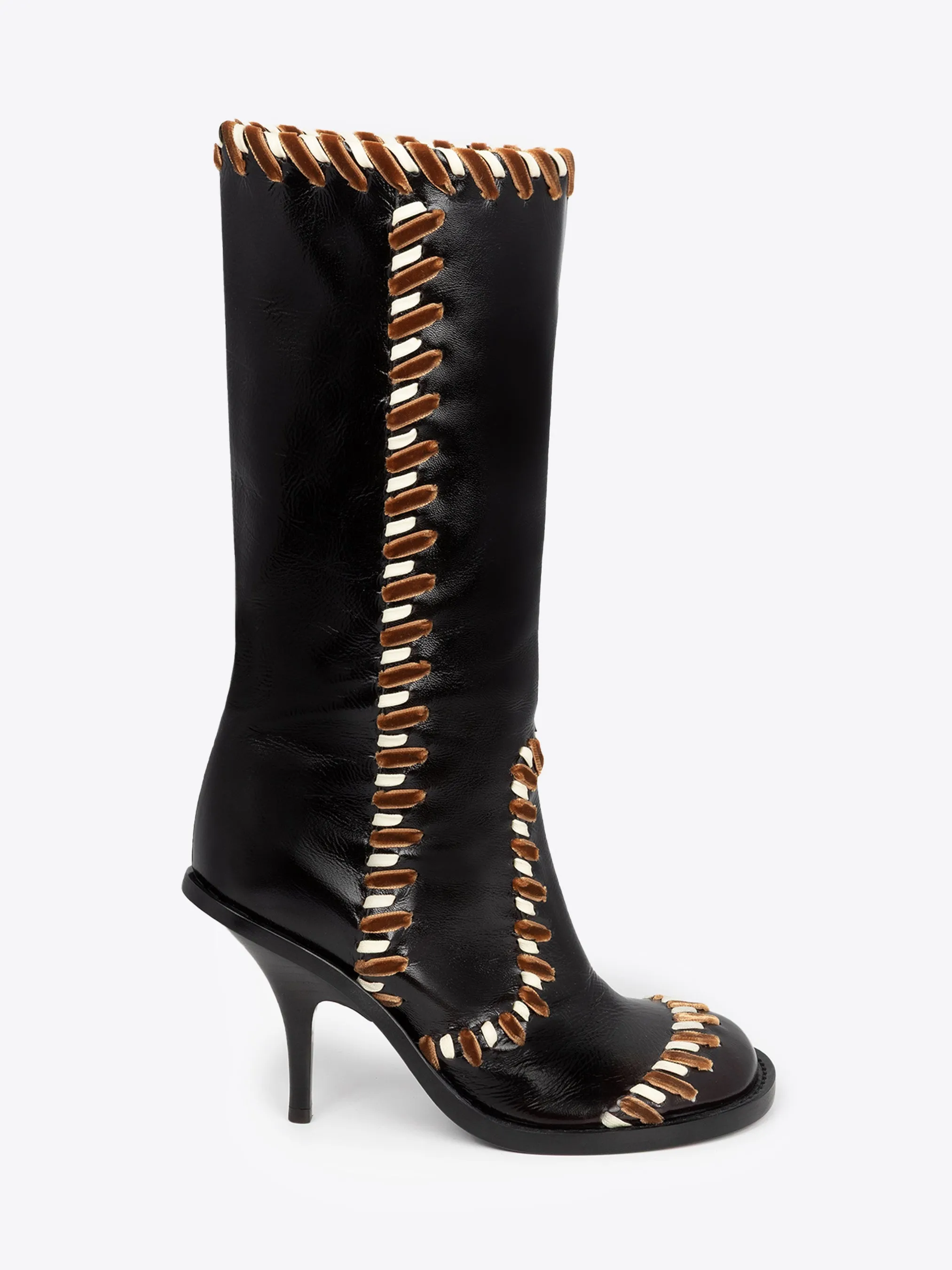 Round-toe leather boots sold by Dries Van Noten