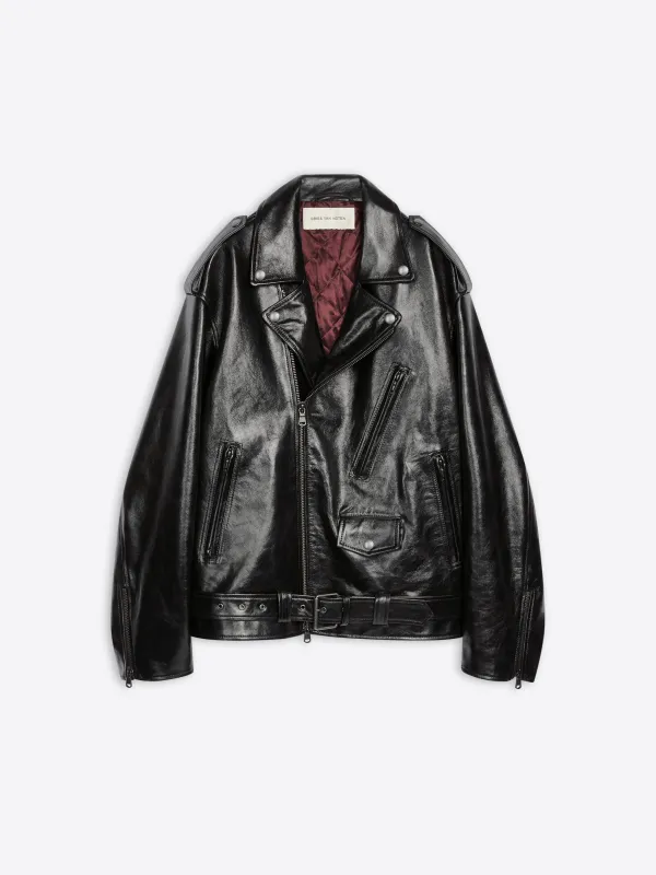 Leather biker jacket made by Dries Van Noten