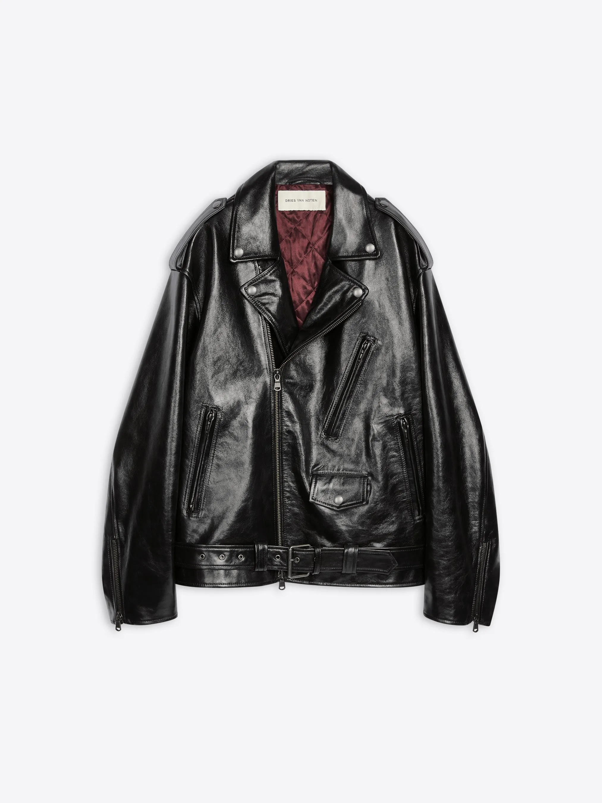 Leather biker jacket sold by Dries Van Noten