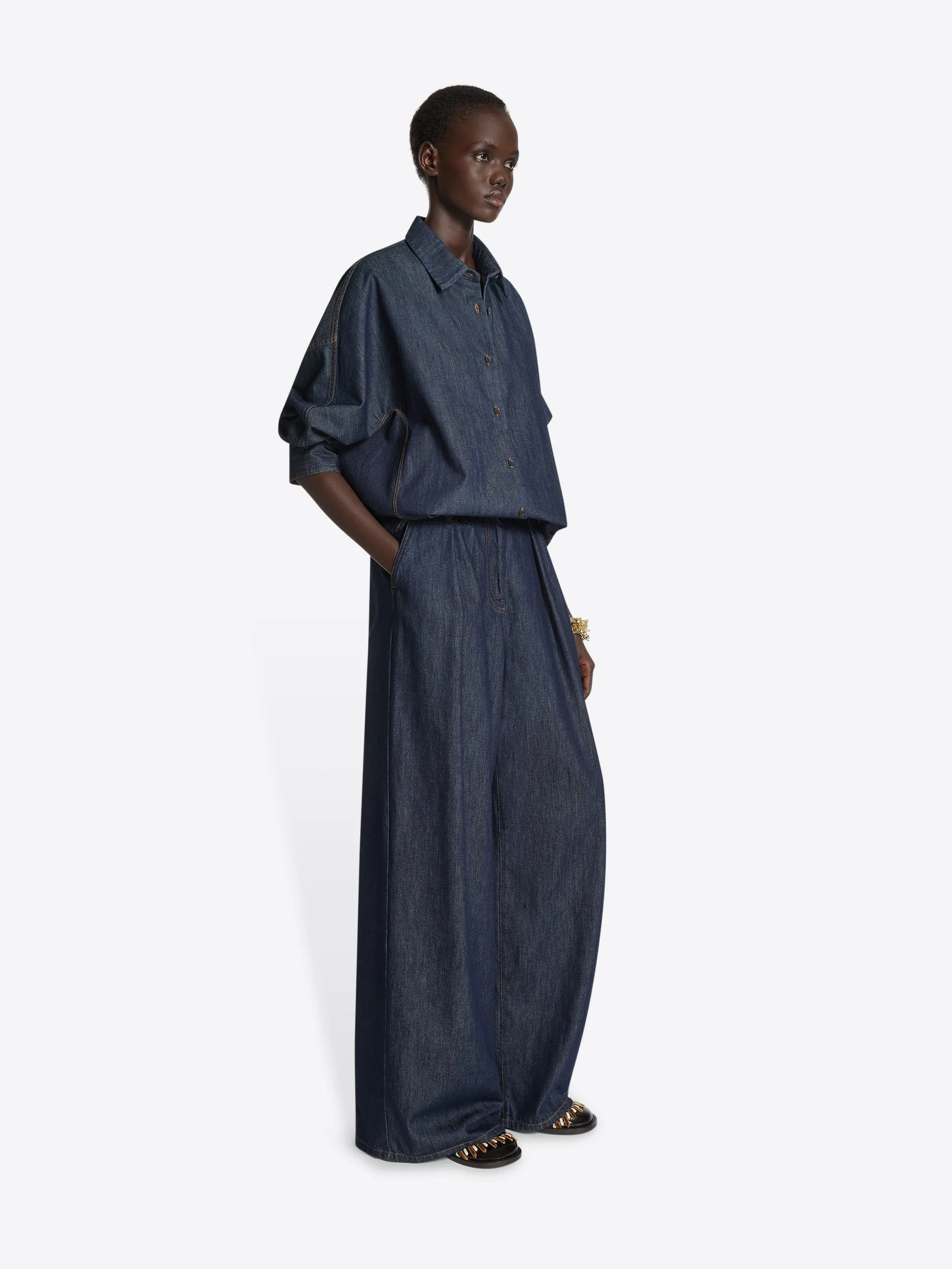 Denim cocoon shirt sold by Dries Van Noten product image thumbnail 3