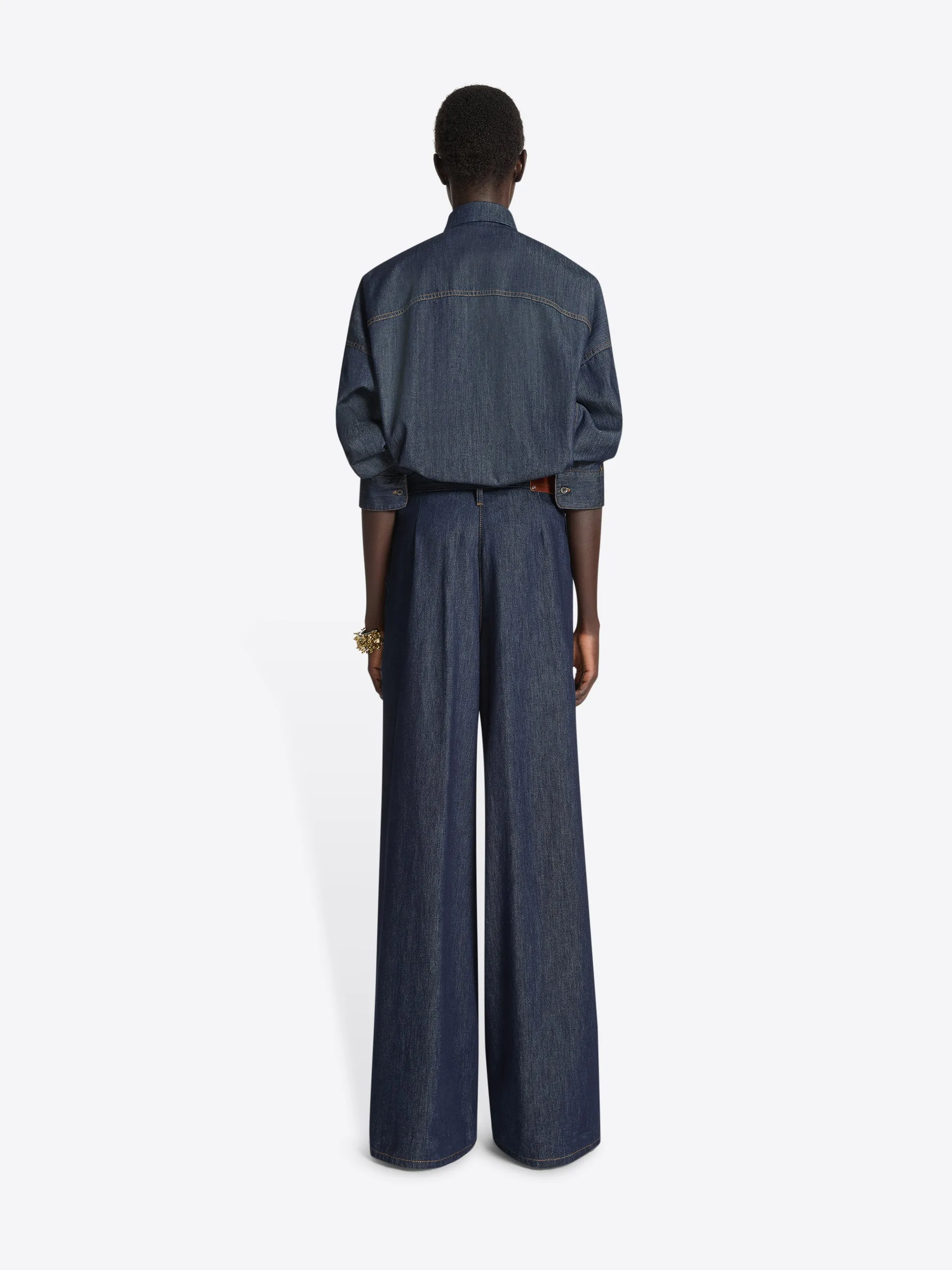 Denim cocoon shirt sold by Dries Van Noten product image thumbnail 4