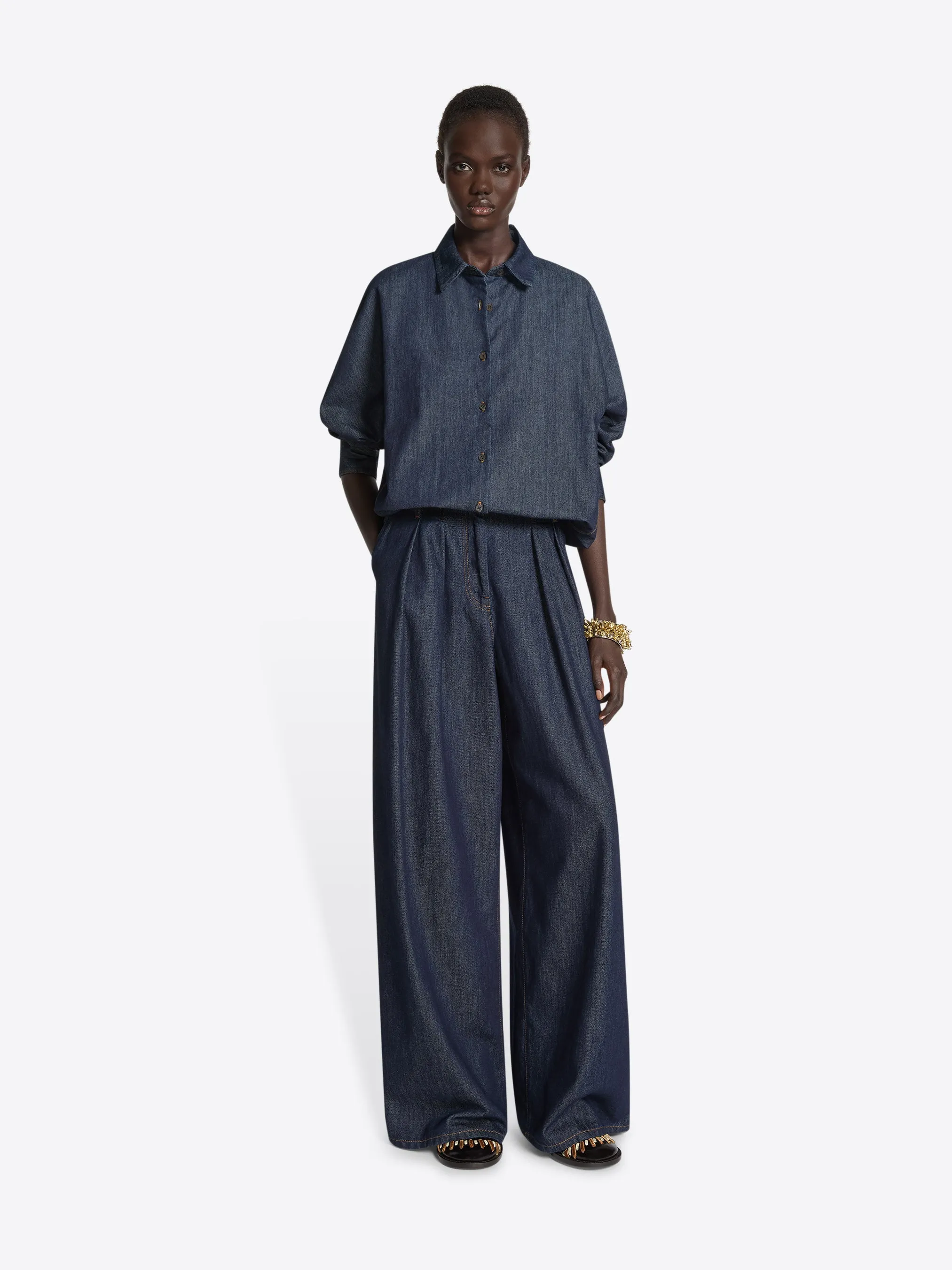 Denim cocoon shirt sold by Dries Van Noten product image thumbnail 2