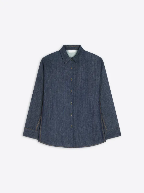 Denim cocoon shirt sold by Dries Van Noten