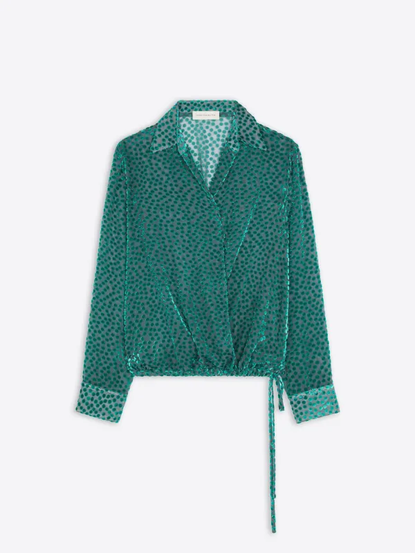 Devoré wrap shirt sold by Dries Van Noten