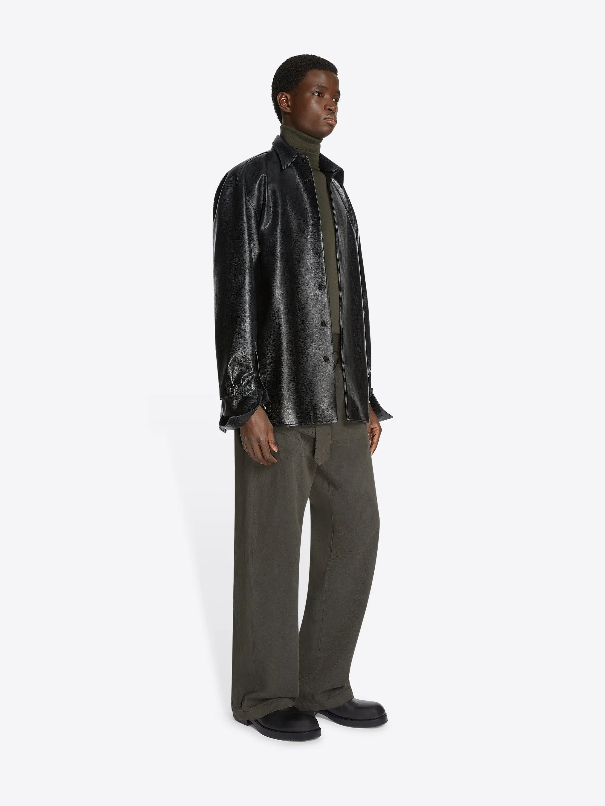 Adjustable leather shirt sold by Dries Van Noten product image thumbnail 3