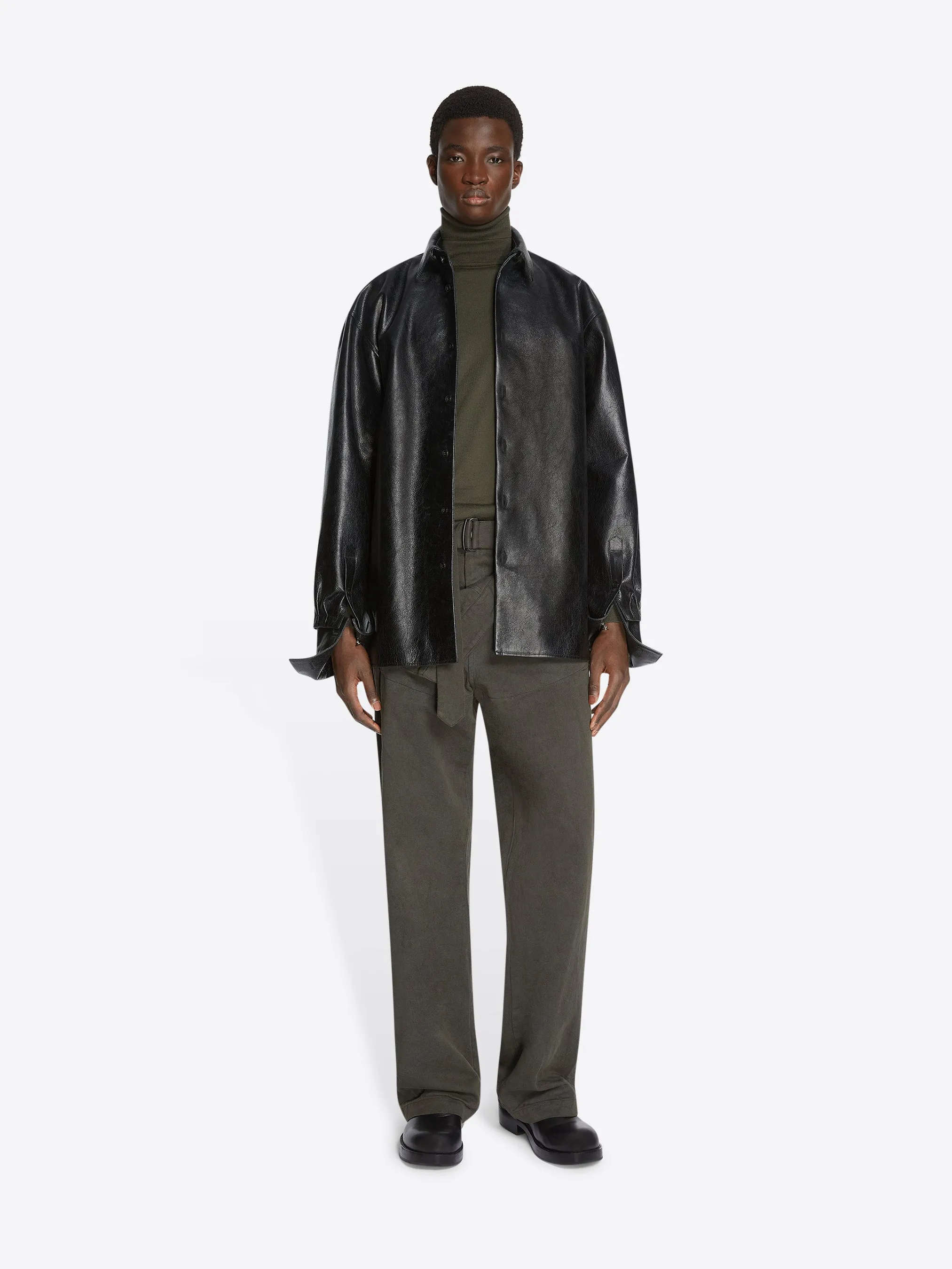 Adjustable leather shirt sold by Dries Van Noten product image thumbnail 2