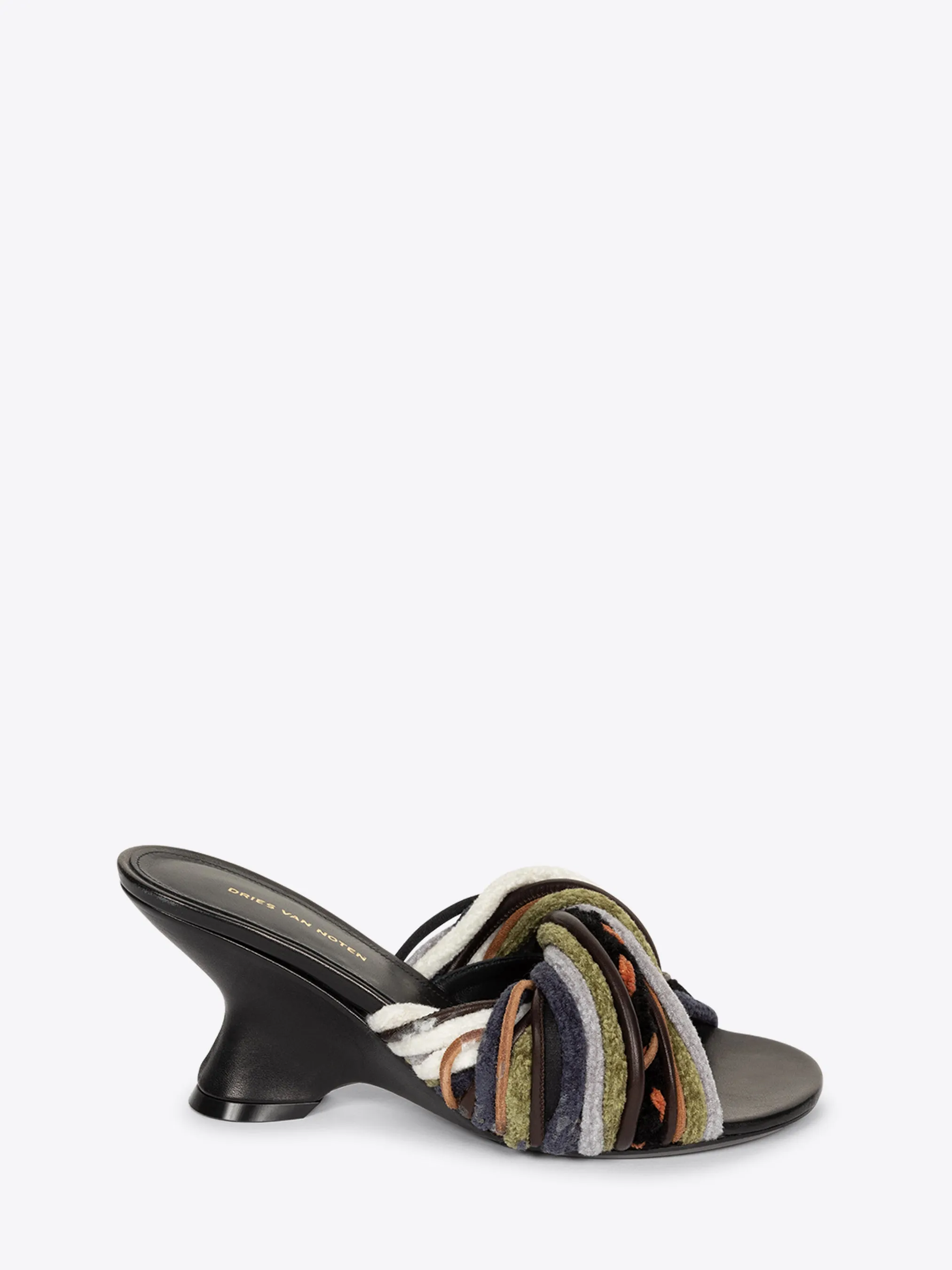 Open-toe leather mules sold by Dries Van Noten