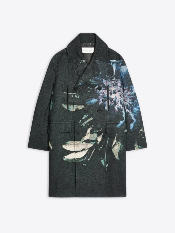 Jacquard caban coat sold by Dries Van Noten