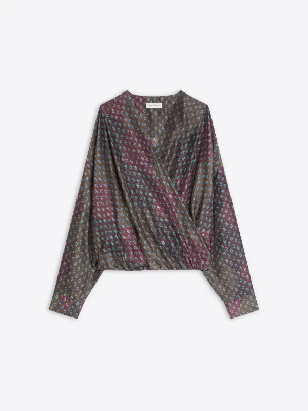 Draped silk top made by Dries Van Noten