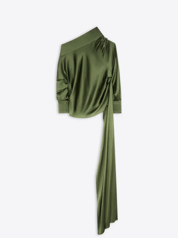 Draped silk satin shirt made by Dries Van Noten