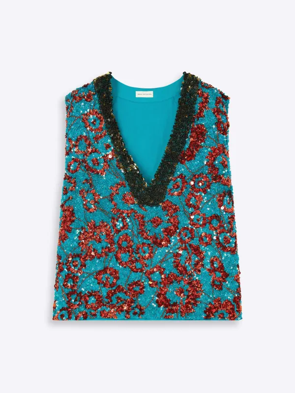 Embroidered sleeveless top made by Dries Van Noten