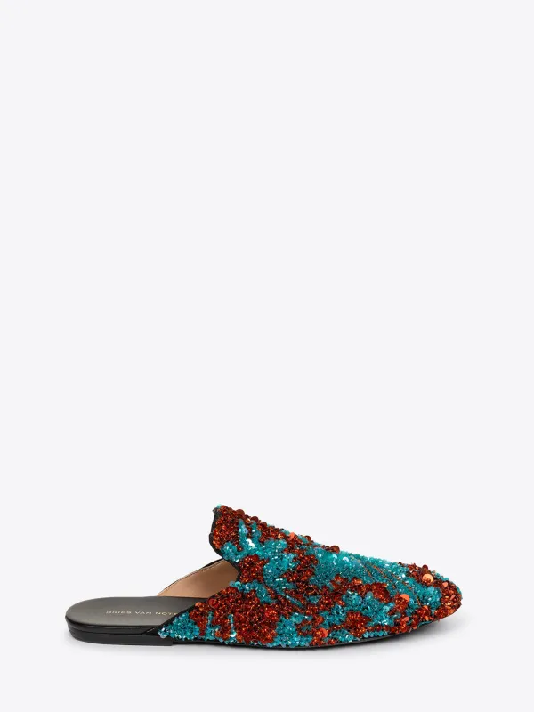 Embroidered mules made by Dries Van Noten