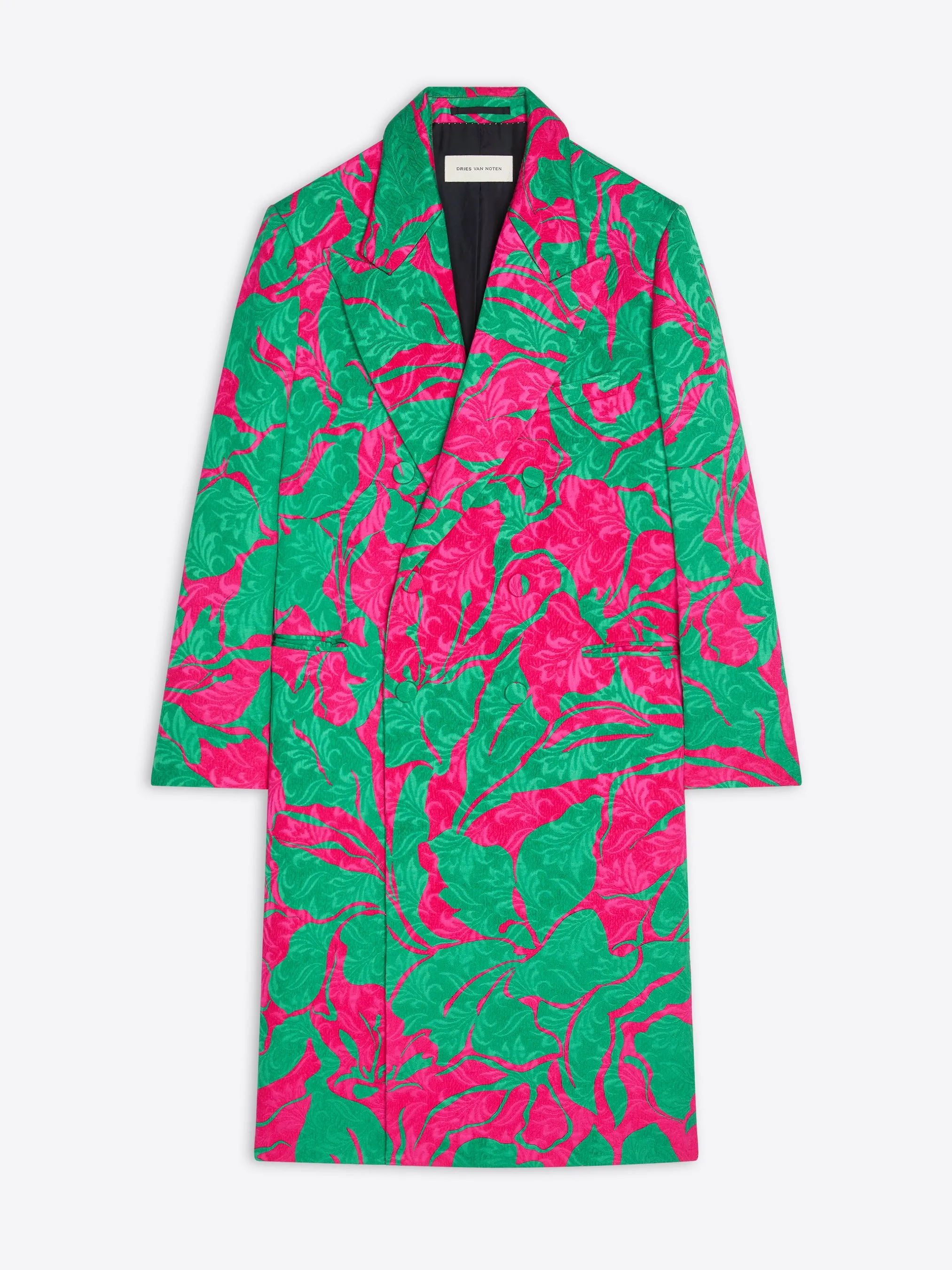 Printed jacquard coat sold by Dries Van Noten