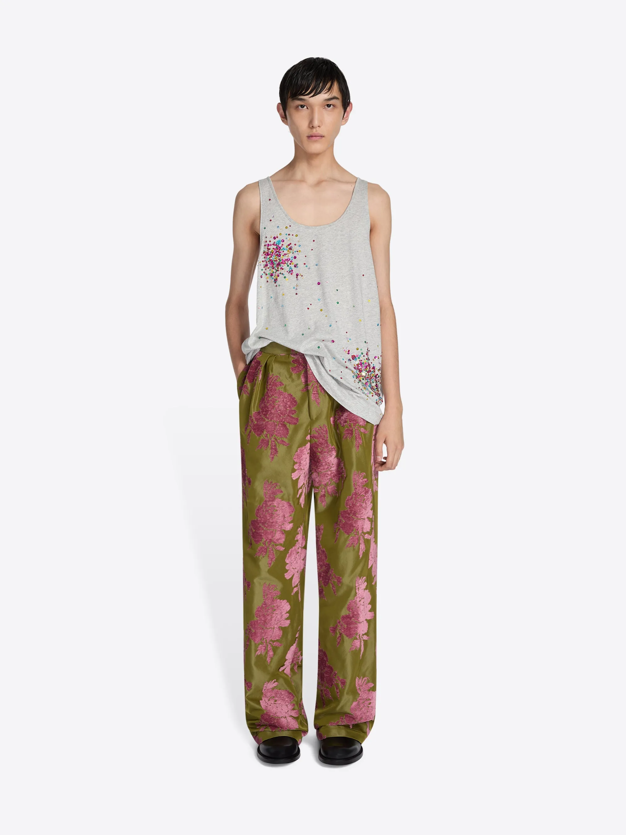 Pleated fil coupé pants sold by Dries Van Noten product image thumbnail 2