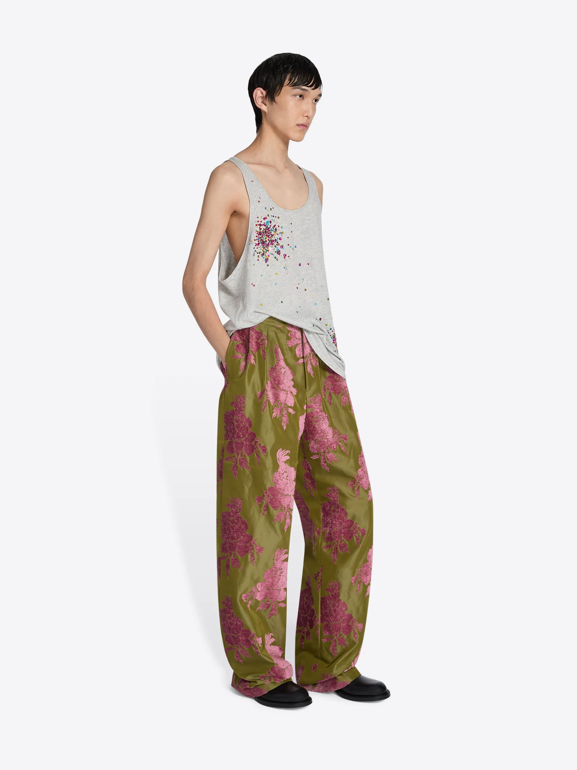 Pleated fil coupé pants sold by Dries Van Noten product image thumbnail 3