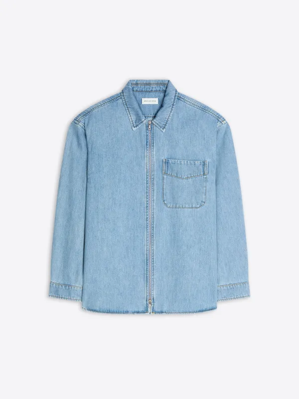 Denim zipped shirt sold by Dries Van Noten