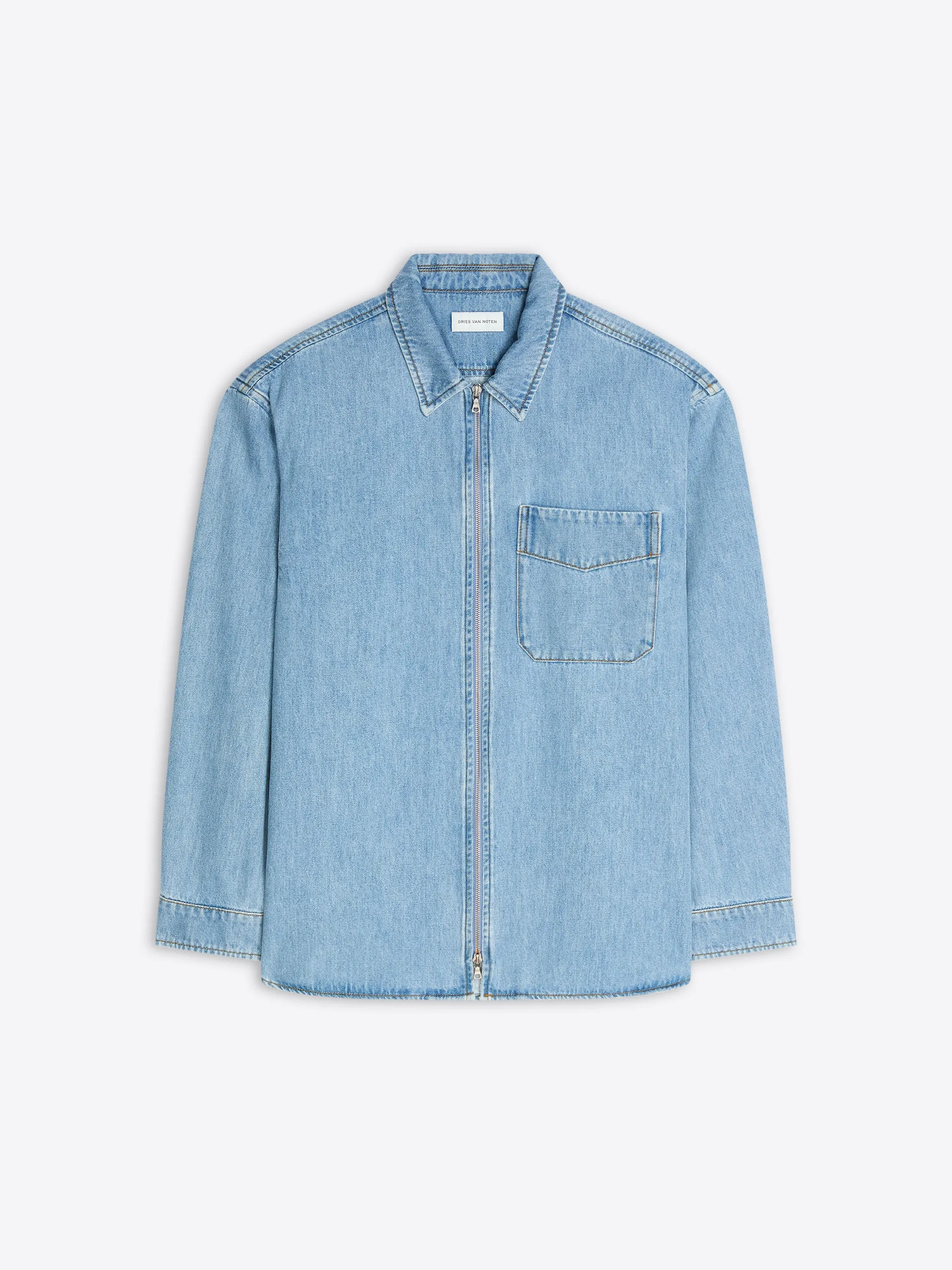 Denim zipped shirt sold by Dries Van Noten