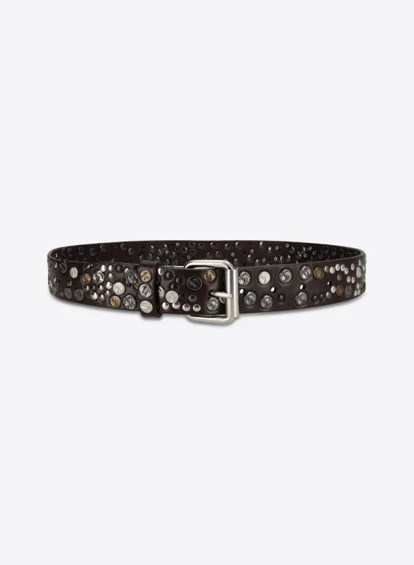 Studded leather belt made by Dries Van Noten