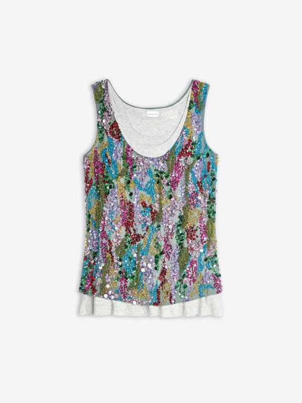 Embroidered tank top made by Dries Van Noten