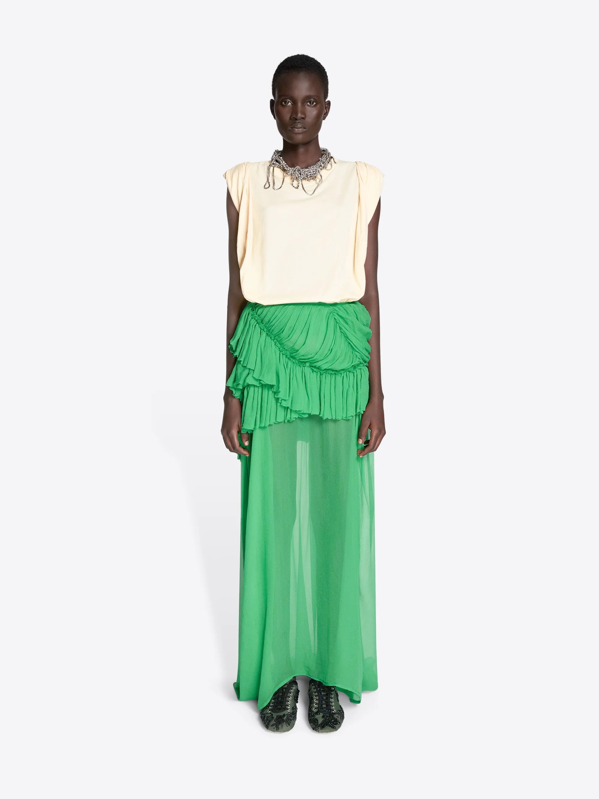 Ruffled silk skirt sold by Dries Van Noten product image thumbnail 2