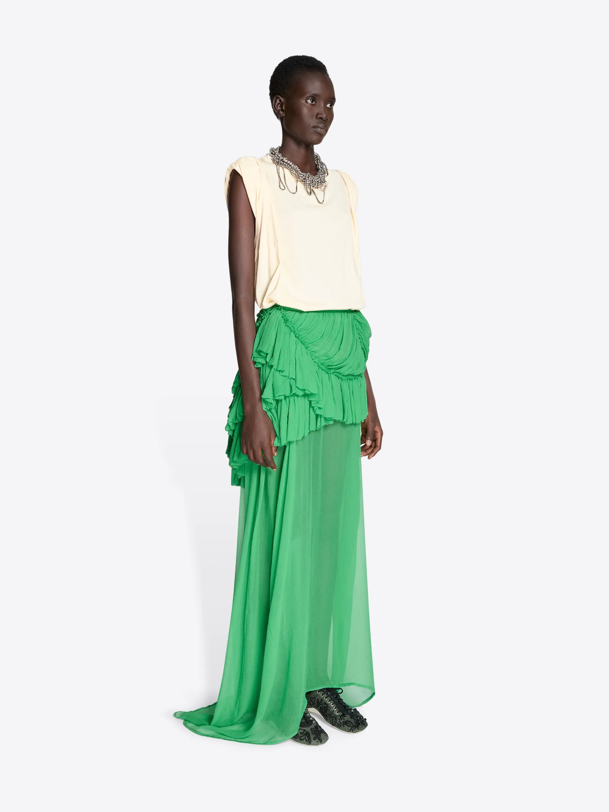 Ruffled silk skirt sold by Dries Van Noten product image thumbnail 3