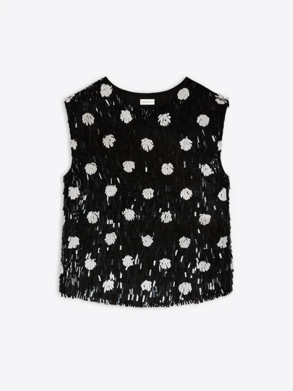 Embroidered silk top made by Dries Van Noten