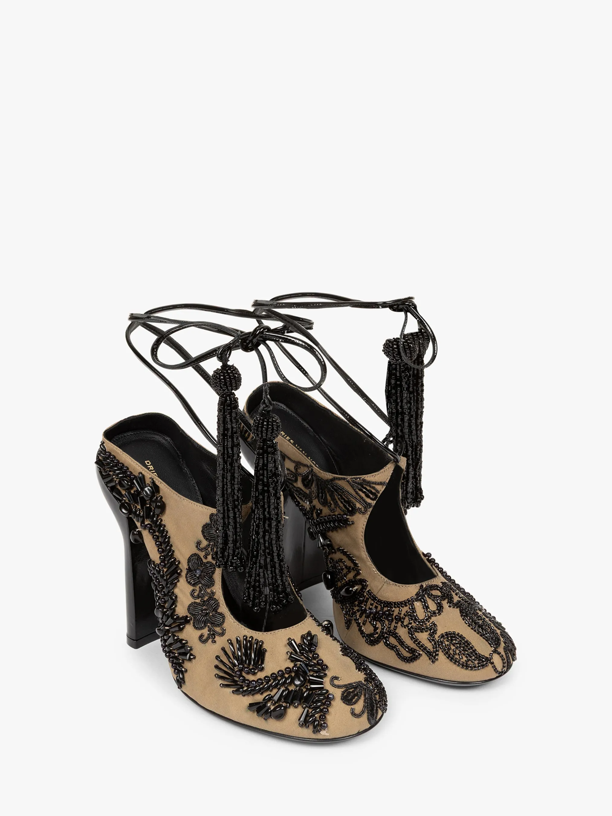 Embroidered lace-up mules sold by Dries Van Noten product image thumbnail 3