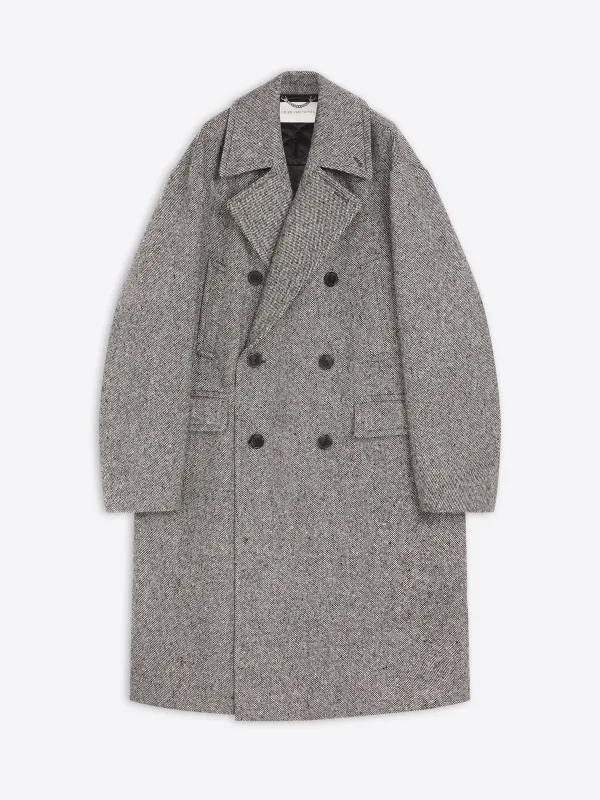 Oversized wool tweed coat made by Dries Van Noten