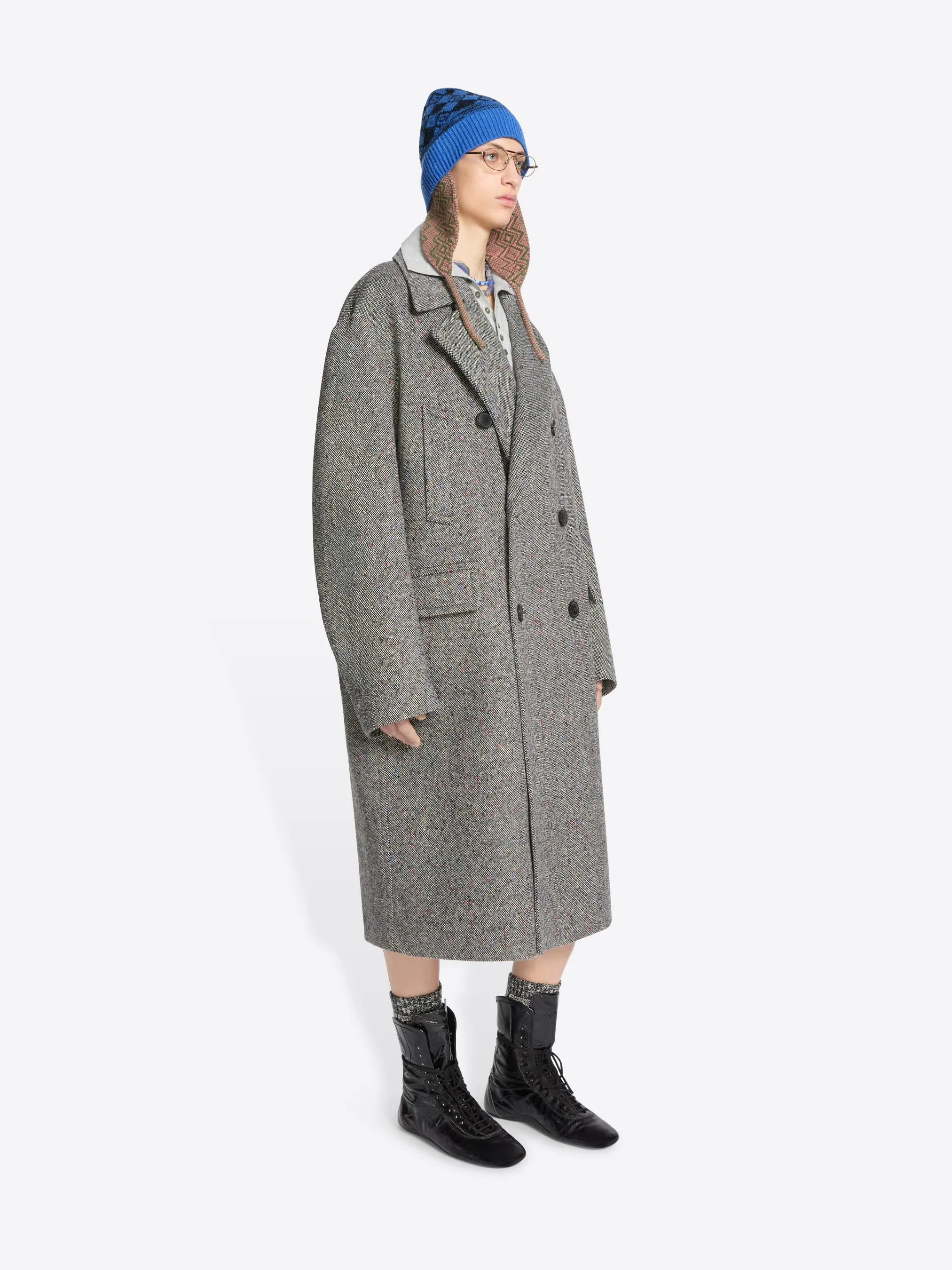 Oversized wool tweed coat sold by Dries Van Noten product image thumbnail 3
