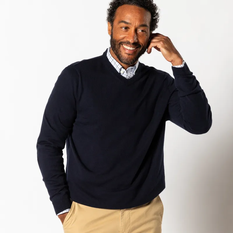 Buckley Merino V-Neck Sweater - Navy sold by Duck Head