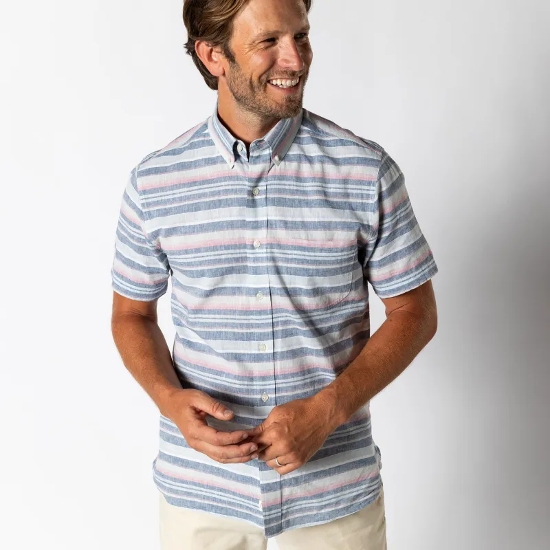 Linen Cotton Oxford Sport Shirt - Gardner Stripe sold by Duck Head