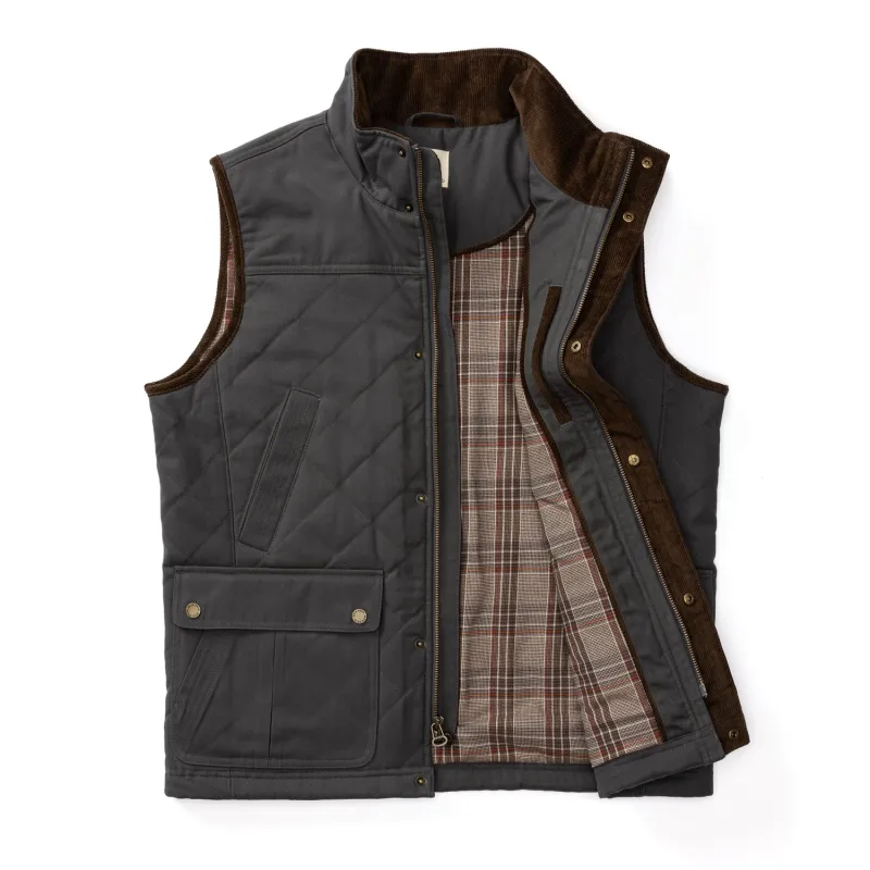 Waxed Duck Canvas Quilted Vest - Magnet Grey sold by Duck Head