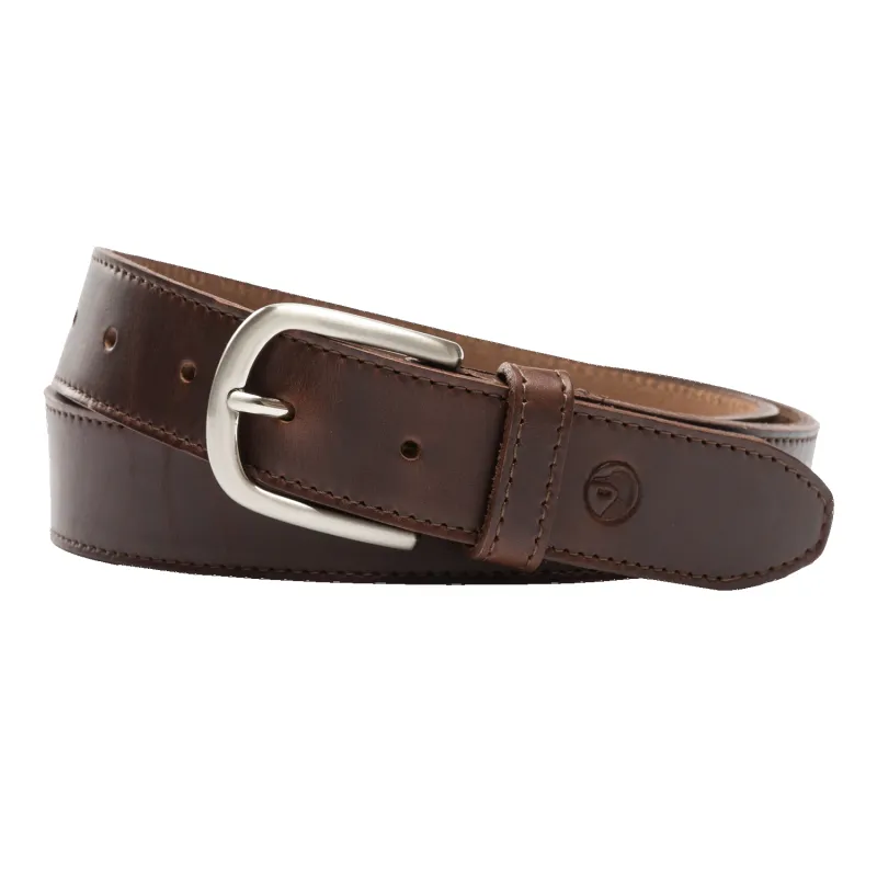 Dark Brown Leather Belt - Dark Brown with Nickel Buckle sold by Duck Head