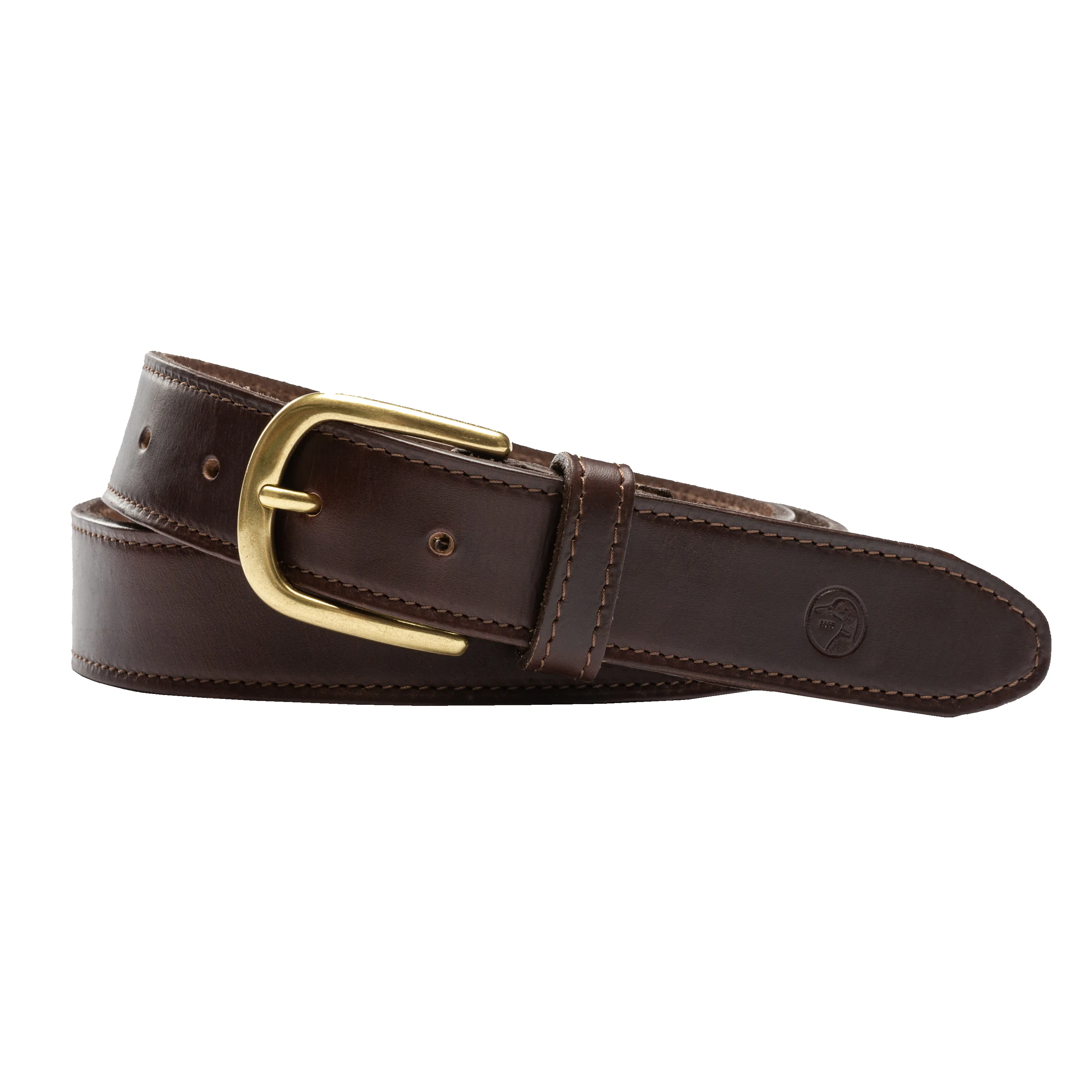 Dark Brown Leather Belt - Dark Brown with Brass Buckle sold by Duck Head