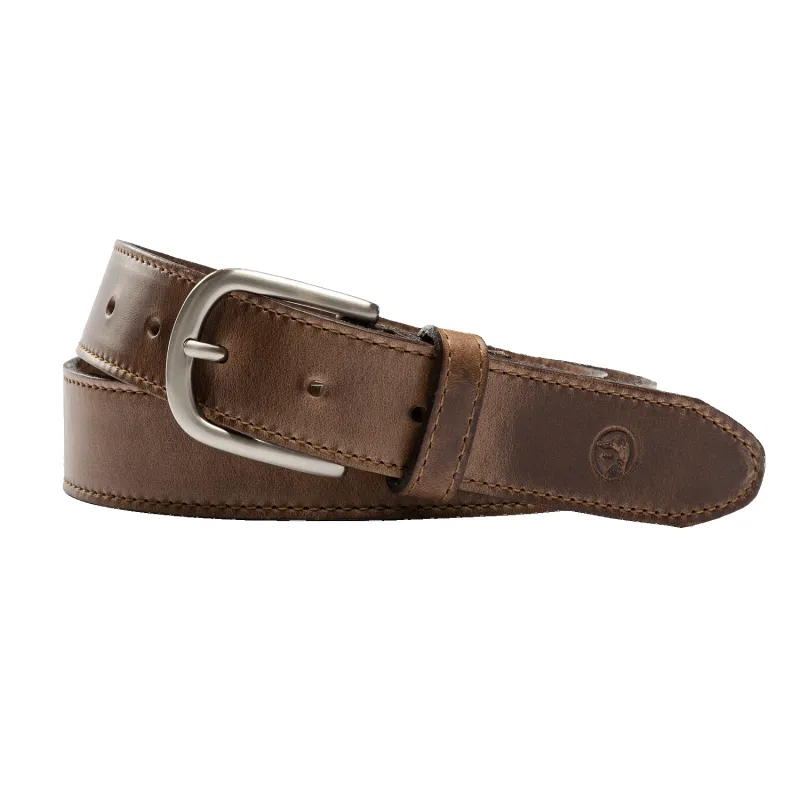 Brown Leather Belt - Brown with Nickel Buckle sold by Duck Head