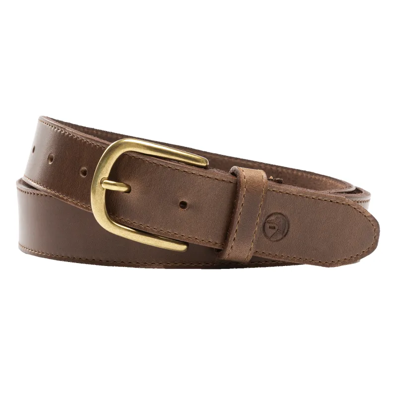 Brown Leather Belt - Brown with Brass Buckle sold by Duck Head