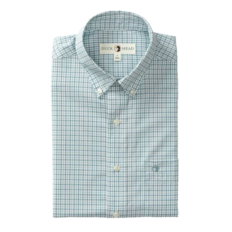 Performance Poplin Sport Shirt - Langley Plaid - Flint Blue sold by Duck Head