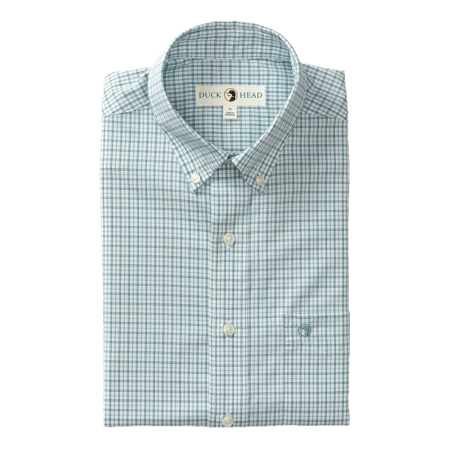 Performance Poplin Sport Shirt - Langley Plaid - Flint Blue sold by Duck Head