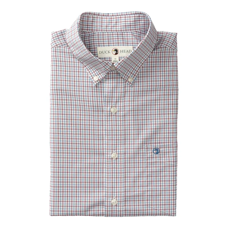 Performance Poplin Sport Shirt - Langley Plaid - Coronet Blue sold by Duck Head