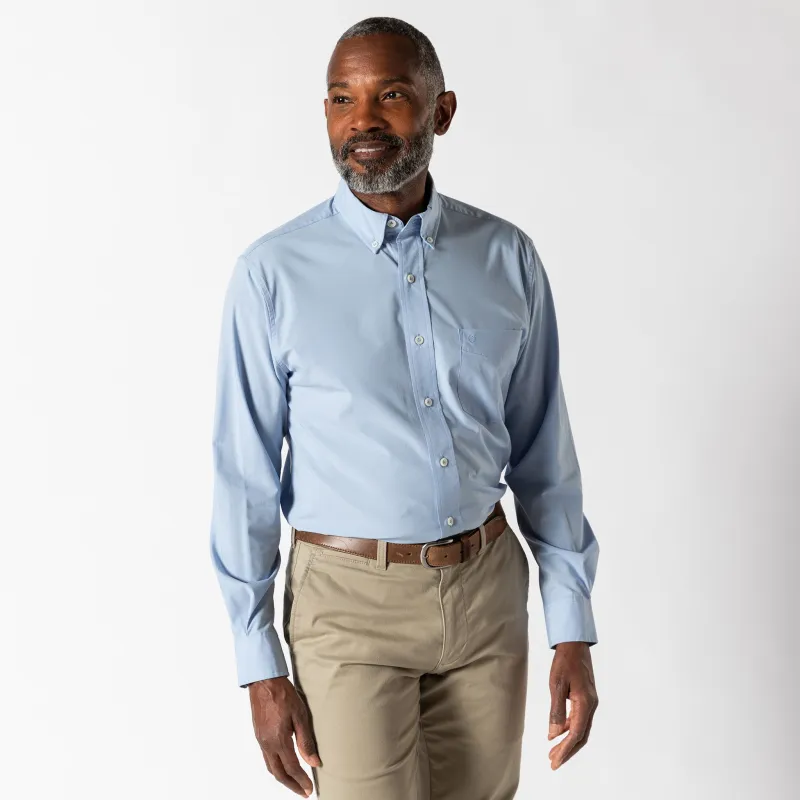 Performance Poplin Sport Shirt - Boyce Solid - Light Blue sold by Duck Head