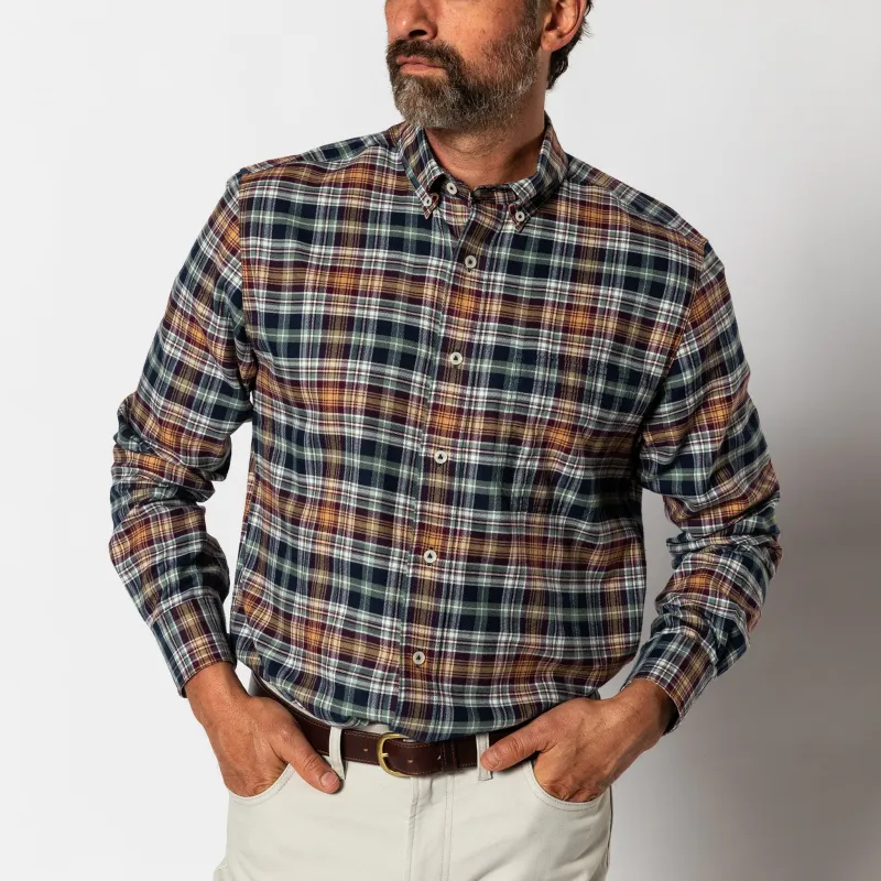 Cotton Flannel Sport Shirt - Eckard Plaid - Maritime Blue sold by Duck Head