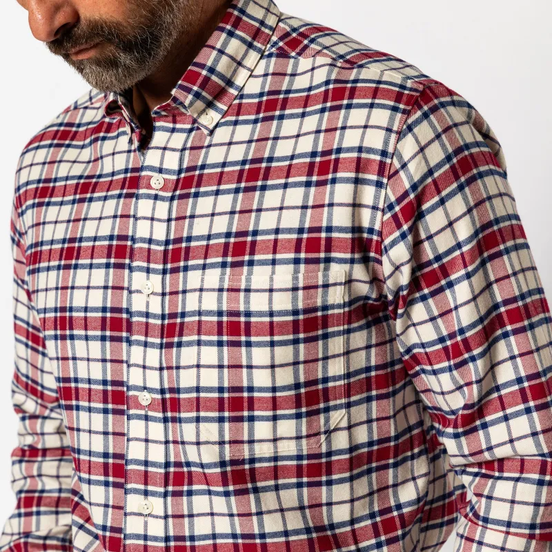 Cotton Flannel Sport Shirt - Bradner Plaid - Rio Red sold by Duck Head