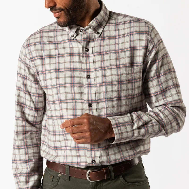 Cotton Flannel Sport Shirt - Malcolm Plaid - Grey Heather sold by Duck Head
