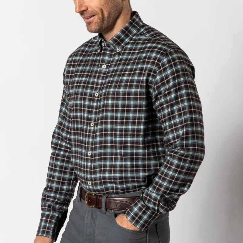 Cotton Flannel Sport Shirt - Calvin Plaid - Dark Brown Heather sold by Duck Head
