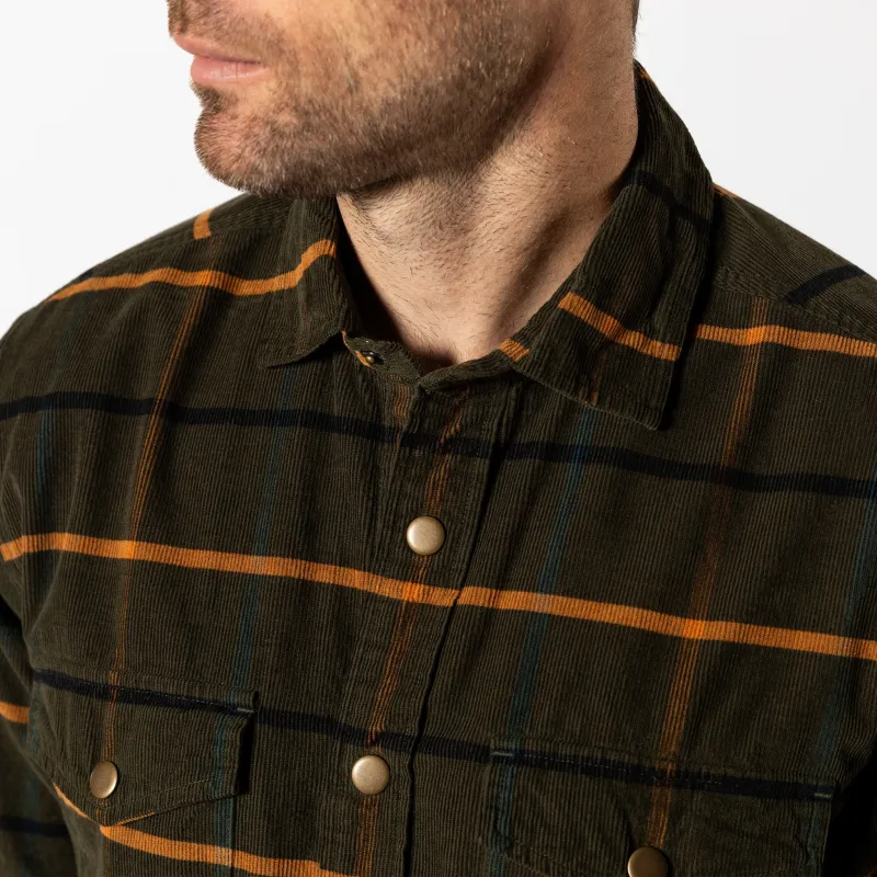 Corduroy Plaid Snap Shirt - Bankston Plaid - Deep Olive sold by Duck Head