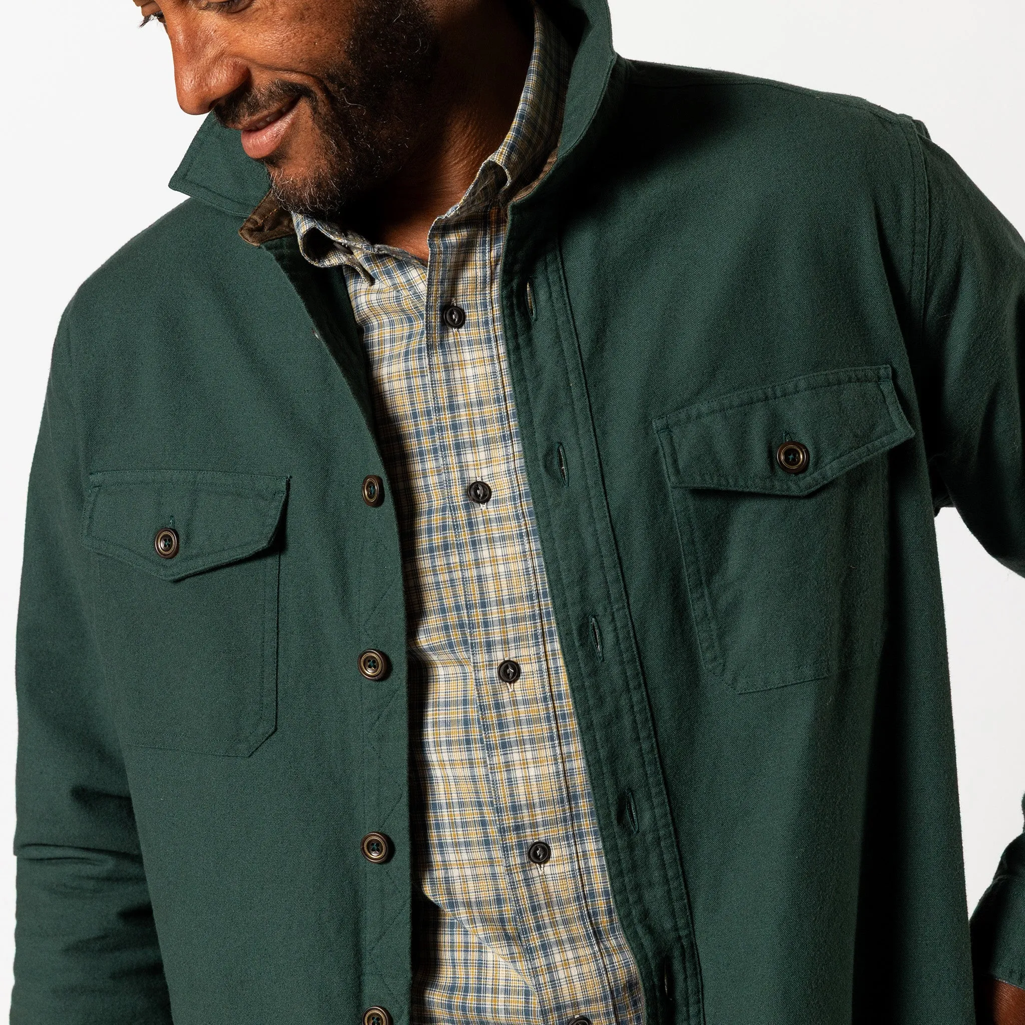 Slater Moleskin Overshirt - Spruce Green sold by Duck Head