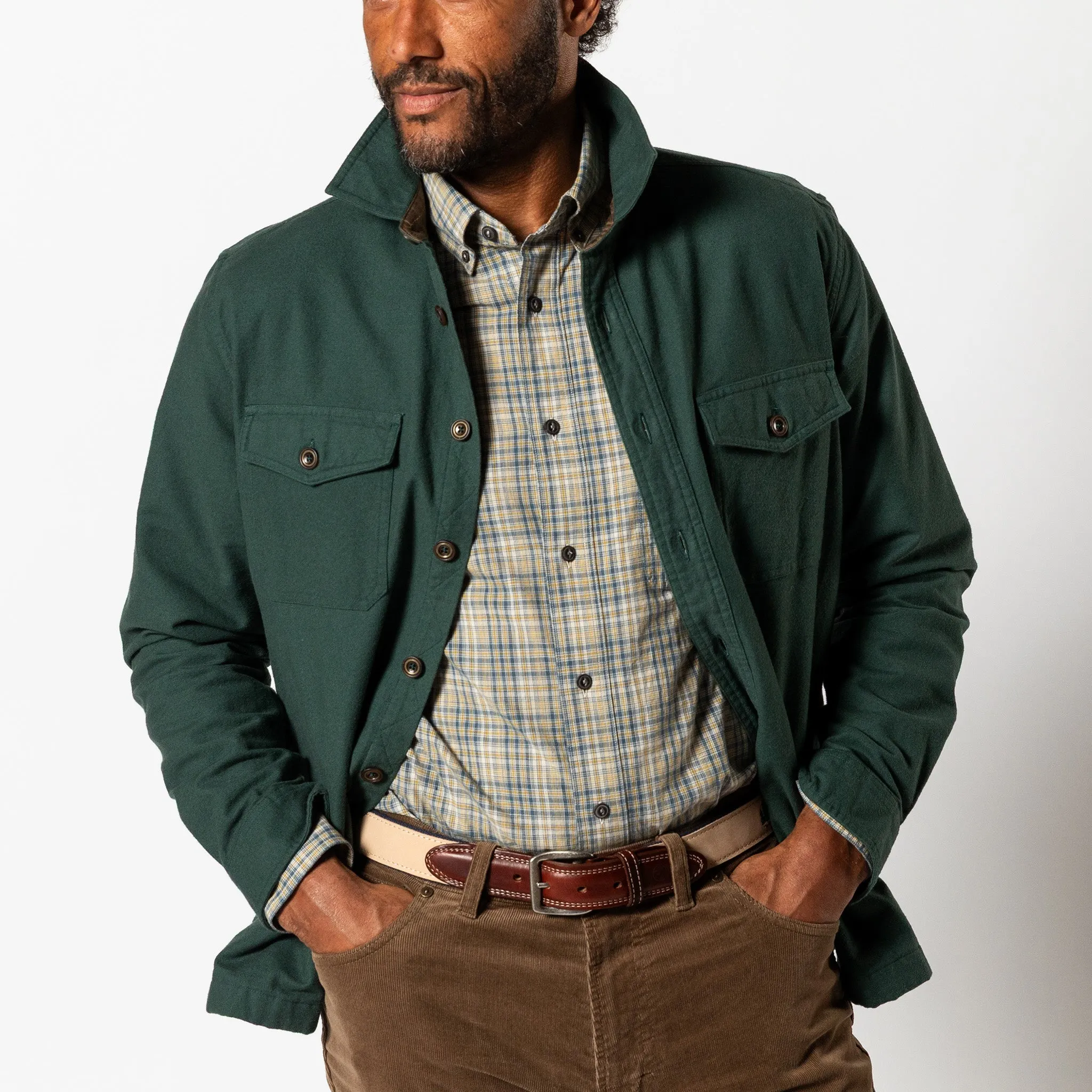 Slater Moleskin Overshirt - Spruce Green sold by Duck Head product image thumbnail 2