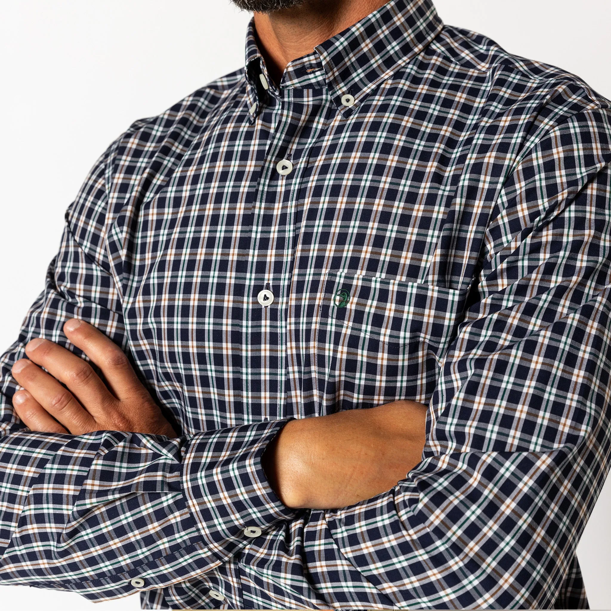 Performance Poplin Sport Shirt - Moseley Plaid - Maritime Blue sold by Duck Head product image thumbnail 2